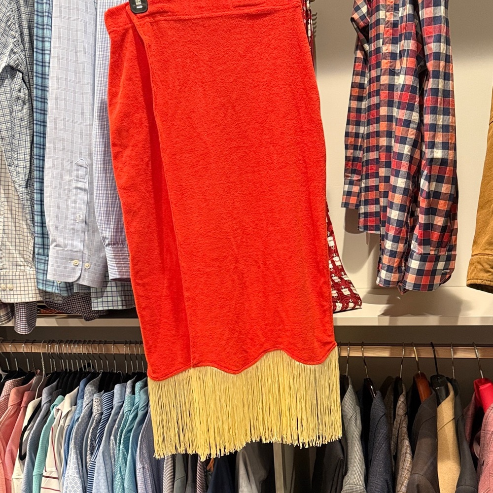Chic Red Swim Coverup with Fringe Hem